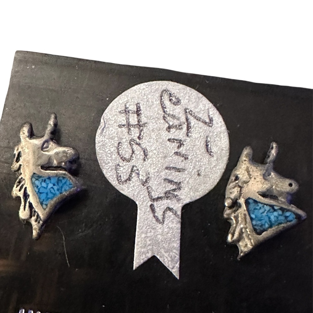 Silver and Turquoise Unicorn Earrings